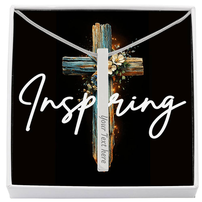 Inspiring | Christian Engraved 4-Sided Stick Necklace | Gift for Her