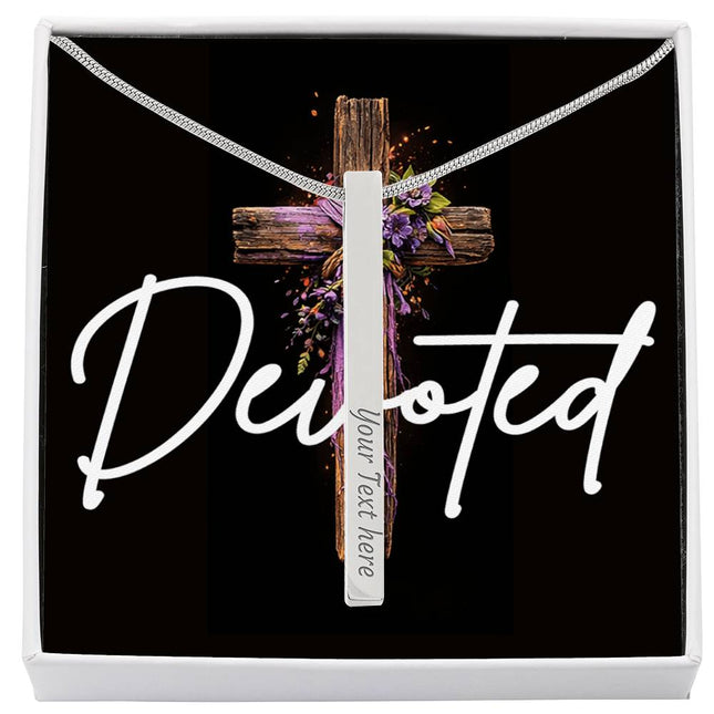 Devoted | Christian Engraved 4-Sided Stick Necklace | Gift for Her