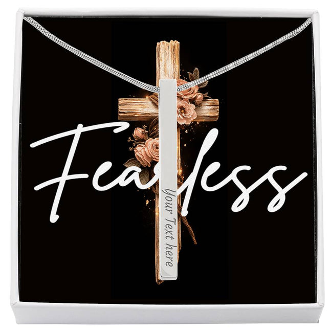 Fearless | Christian Engraved 4-Sided Stick Necklace | Gift for Her