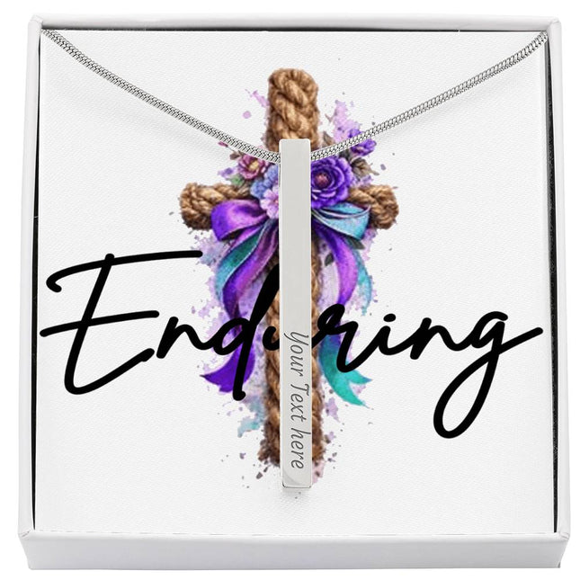 Enduring | Christian Engraved 4-Sided Stick Necklace | Gift for Her