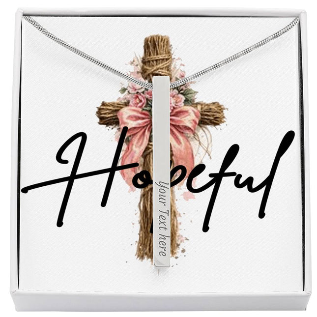 Hopeful | Christian Engraved 4-Sided Stick Necklace | Gift for Her