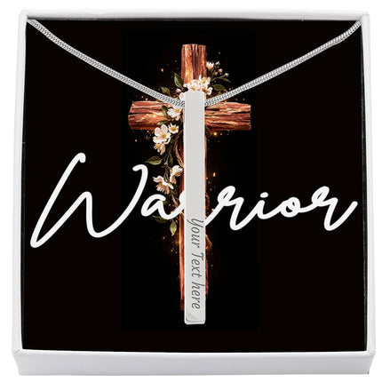 Warrior | Christian Engraved 4-Sided Stick Necklace | Gift for Her