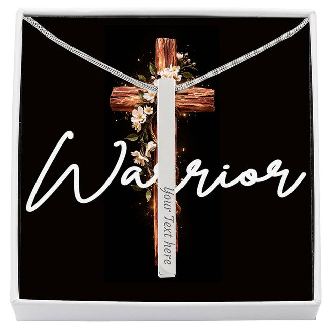 Warrior | Christian Engraved 4-Sided Stick Necklace | Gift for Her