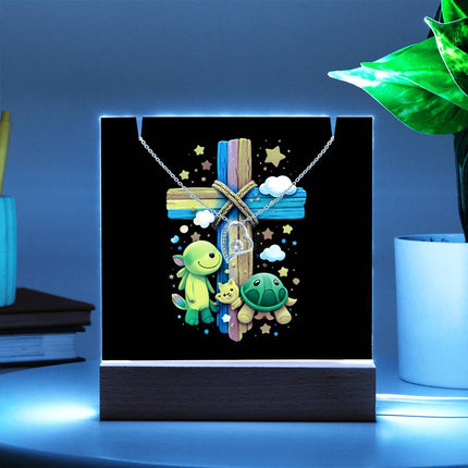 Rainbow Cross Turtle | Christian Keepsake Acrylic Bundle Forever Necklace | Gift for Kids