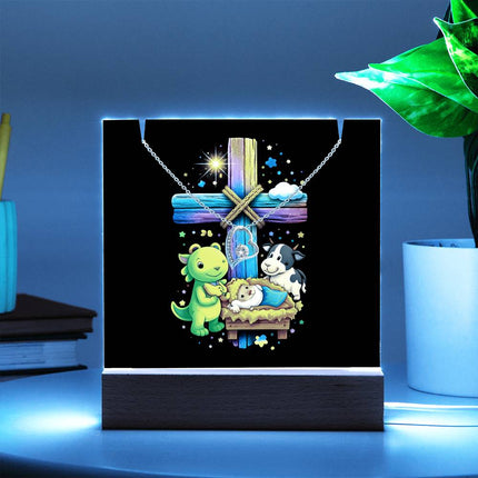 Rainbow Cross Frog And Cow | Christian Keepsake Acrylic Bundle Forever Necklace | Gift for Kids