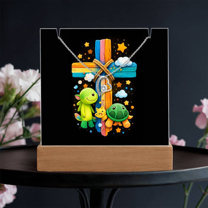 Rainbow Cross Turtle | Christian Keepsake Acrylic Bundle Forever Necklace | Gift for Kids