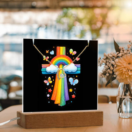 Rainbow Cross Butterfly | Christian Keepsake Acrylic Bundle Forever Necklace | Gift for Kids