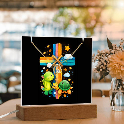 Rainbow Cross Turtle | Christian Keepsake Acrylic Bundle Forever Necklace | Gift for Kids