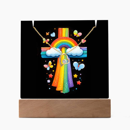 Rainbow Cross Butterfly | Christian Keepsake Acrylic Bundle Forever Necklace | Gift for Kids
