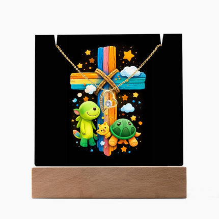 Rainbow Cross Turtle | Christian Keepsake Acrylic Bundle Forever Necklace | Gift for Kids