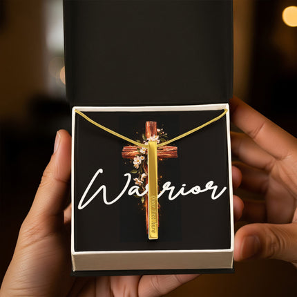 Warrior | Christian Engraved 4-Sided Stick Necklace | Gift for Her