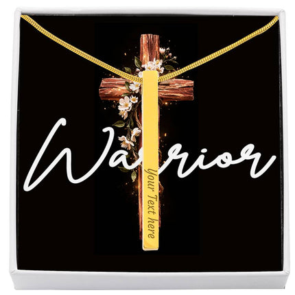 Warrior | Christian Engraved 4-Sided Stick Necklace | Gift for Her