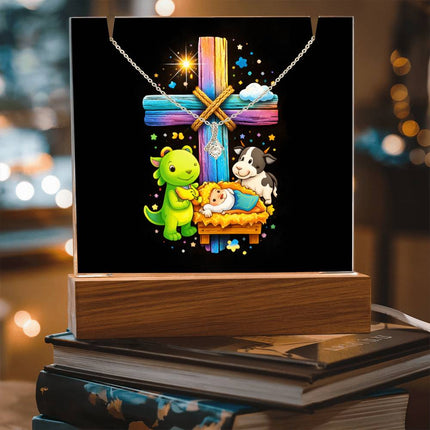 Rainbow Cross Frog And Cow | Christian Keepsake Acrylic Bundle Alluring Necklace | Gift for Kids