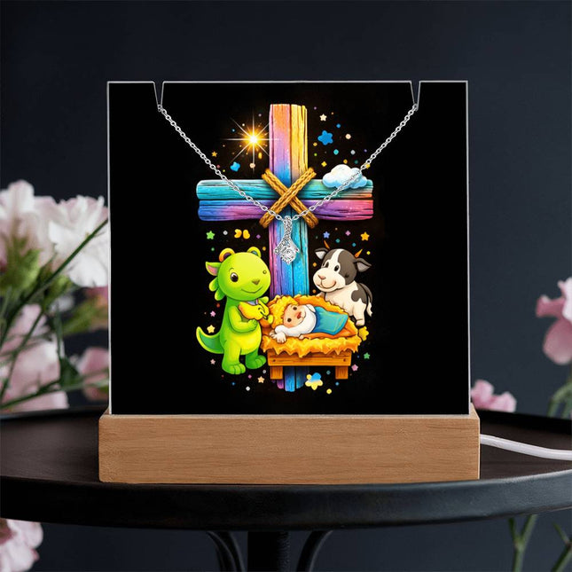 Rainbow Cross Frog And Cow | Christian Keepsake Acrylic Bundle Alluring Necklace | Gift for Kids