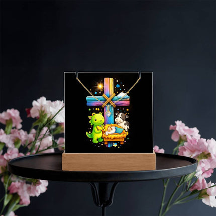 Rainbow Cross Frog And Cow | Christian Keepsake Acrylic Bundle Alluring Necklace | Gift for Kids