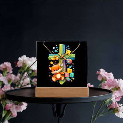 Rainbow Cross Little Fox | Christian Keepsake Acrylic Bundle Alluring Necklace | Gift for Kids