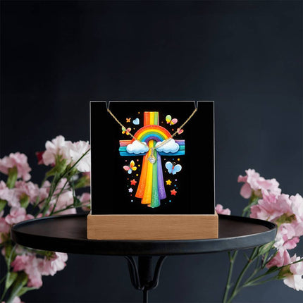 Rainbow Cross Butterfly | Christian Keepsake Acrylic Bundle Alluring Necklace | Gift for Kids