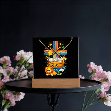 Rainbow Cross Noahs Ark | Christian Keepsake Acrylic Bundle Alluring Necklace | Gift for Kids