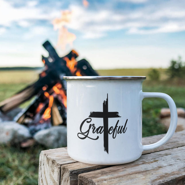 Grateful | Heartfelt Christian Enamel Mug | Gift for Her