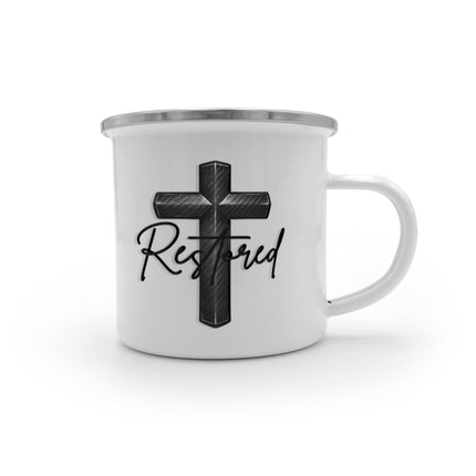 Christian Camping Mug | Restored Cross Enamel Mug (12oz)