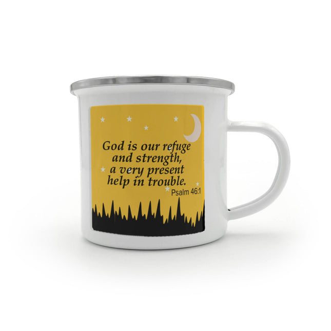 Psalm 46:1 Enamel Camping Mug | God Is Our Refuge & Strength