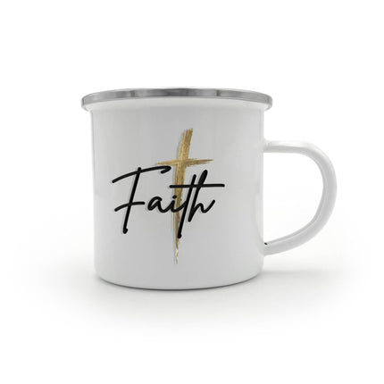 Faith Cross Christian Camping Mug | 12oz Enamel Mug
