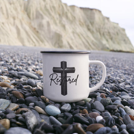 Christian Camping Mug | Restored Cross Enamel Mug (12oz)