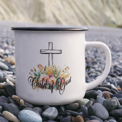 Modern Christian mug with Faith design — "Her hope won't fade" — a faith-forward gift for women