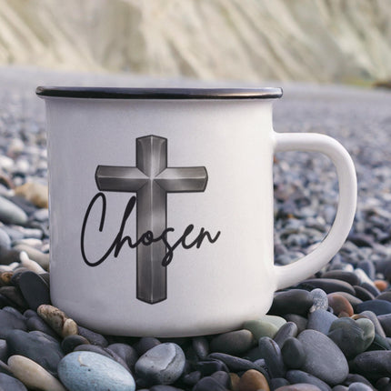 Christian Camping Mug | Chosen Cross Enamel Mug (12oz)