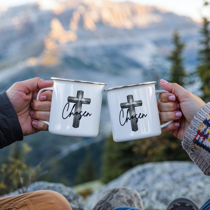 Christian Camping Mug | Chosen Cross Enamel Mug (12oz)