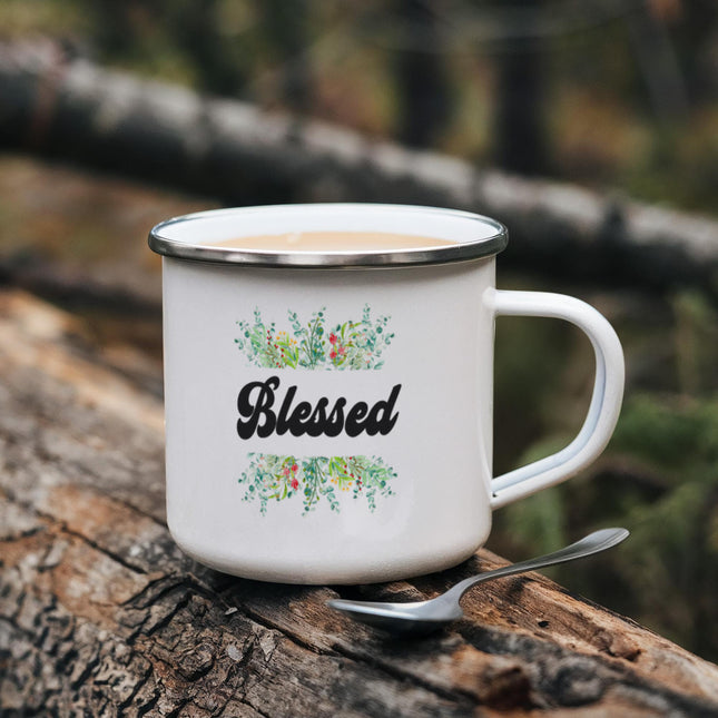 Blessed | Uplifting Christian Enamel Mug | Gift for Her