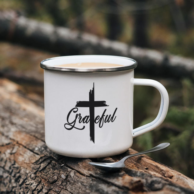 Grateful | Heartfelt Christian Enamel Mug | Gift for Her