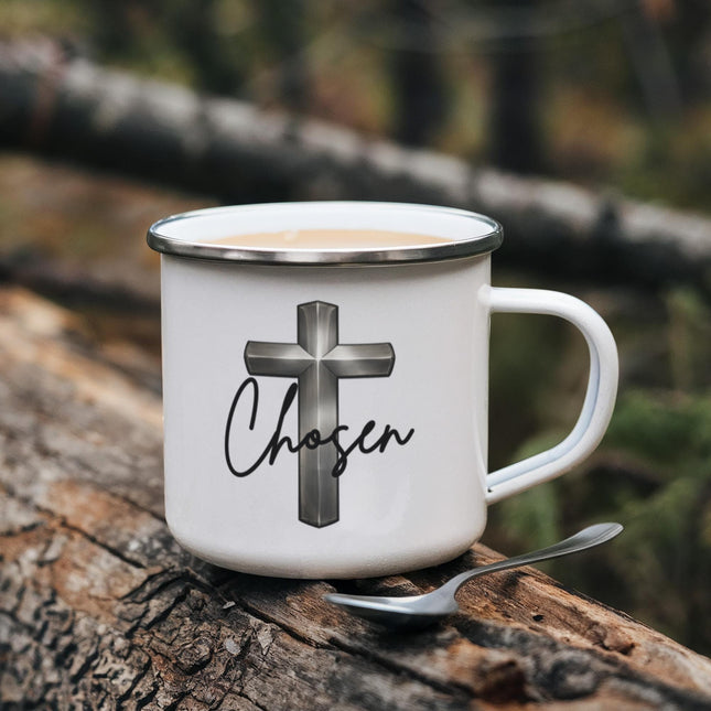 Christian Camping Mug | Chosen Cross Enamel Mug (12oz)