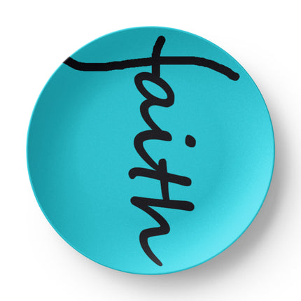 Faith 10” Plate | Teal Christian Kitchen Decor Gift (Black Script)