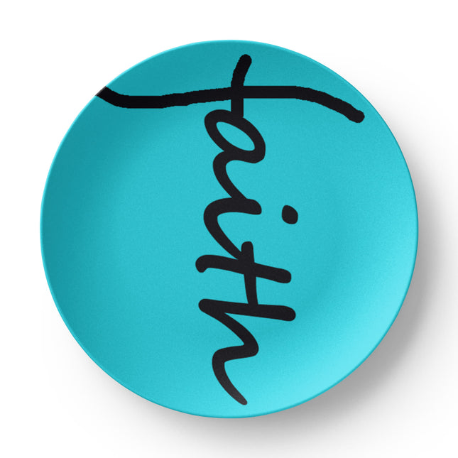 Faith 10” Plate | Teal Christian Kitchen Decor Gift (Black Script)