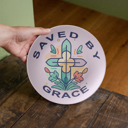 Saved by Grace 10" Plate – Christian Gift for Women
