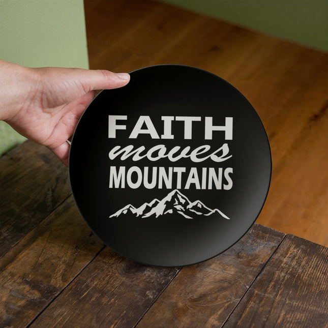 Faith Moves Mountains White Print | Christian Plate | Gift for Her