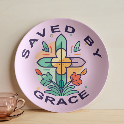 Modern Christian 10" plate with Faith design — "Practical faith, worn daily" — a faith-forward gift for women