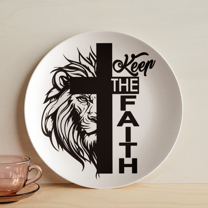 Modern Christian 10" plate with Faith design — "Everyday faith, showing up" — a faith-forward gift for women