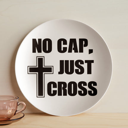 Modern Christian 10" plate with Faith design — "She rests in it" — a faith-forward gift for women