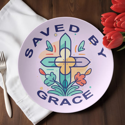 Saved by Grace 10" Plate – Christian Gift for Women