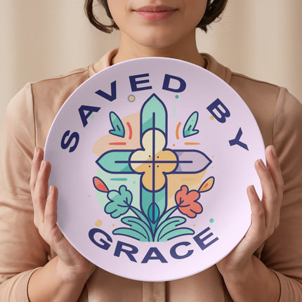 Saved by Grace 10" Plate – Christian Gift for Women
