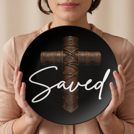 Saved Cross Plate – Christian Gift for Men