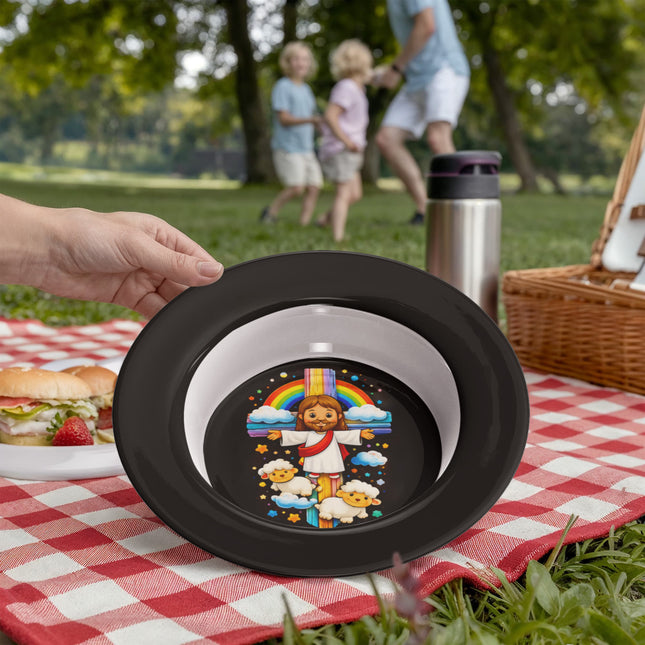 Rainbow Cross Jesus And Lamb | Christian Kids Bowl | Gift for Kids