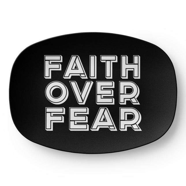 Faith Over Fear White Print | Christian Platter | Gift for Her