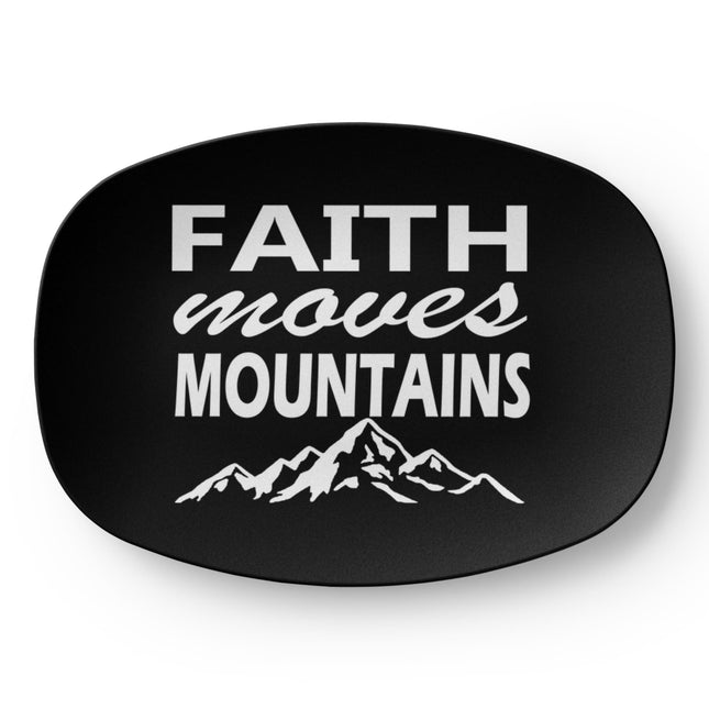 Faith Moves Mountains White Print | Christian Platter | Gift for Her