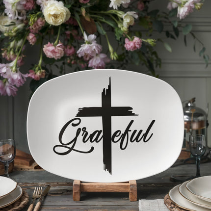 Modern Christian platter with Faith design — "Walking with Him, daily" — a faith-forward gift for women