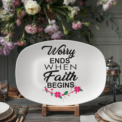 Modern Christian platter with Faith design — "Shine anyway" — a faith-forward gift for women