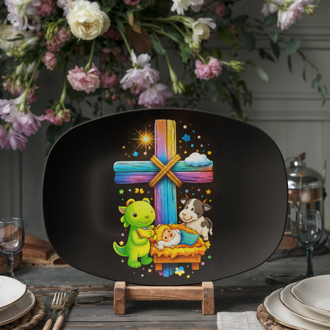 Baby Jesus Manger & Dinosaur Platter – Christian Gift for Kids