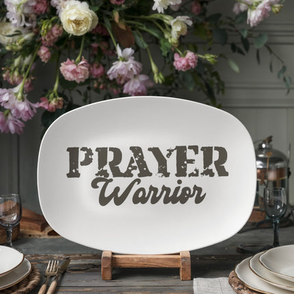 Modern Christian platter with Faith design — "Light where she goes" — a faith-forward gift for women